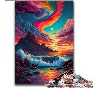 Puzzle Vagues Colorées pour Adultes et Adolescents, 2000 pièces, Jeu Stimulant et Familial avec Affiche et fiche de Questions-réponses (70x100cm)