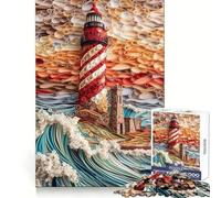 Puzzle Vagues de l'océan près du Phare pour Adultes, 1000 pièces, Jeu d'entraînement cérébral, Divertissement et création Artistique, Cadeau de Noël (38x26cm)