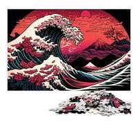 Puzzle Vagues japonaises 1000 pièces, Puzzle Difficile pour Adultes et Adolescents, soirée de Jeux en Famille, idée Cadeau stimulante pour Le Cerveau 50x75cm / 19,68x29,52 Pouces