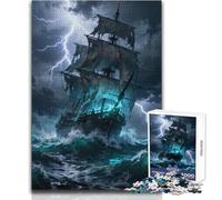 Puzzle Vaisseau fantôme en Pleine tempête pour Adultes, 1000 pièces, activité éducative et stimulante, pour Les fêtes, Dimensions:50x75cm