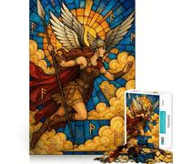Puzzle Valkyrie en vitrail de 1000 pièces pour Adultes,Jeu de logique,découpe de précision,Bords Lisses, pour Les réunions de Famille (38x52cm)
