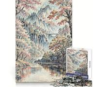 Puzzle Vallée d'automne pour Adultes 1000 Pièces Détente Mentale Facile Relaxation Solide Cadeau d'anniversaire (38x26cm)