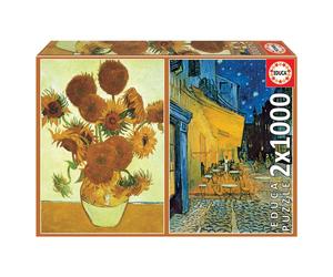 Puzzle Van Gogh 2 x 1000 pièces - Les Tournesols et Terrasse du Café le Soir
