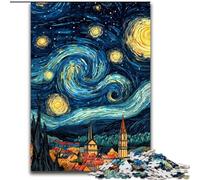 Puzzle Van Gogh Ciel Nocturne 1000 pièces pour Adultes et Adolescents, Jouets éducatifs et Jeux familiaux avec Affiche et fiche de Questions-réponses (Taille 50x75cm)