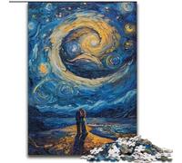 Puzzle Van Gogh Night Sky 1000 pièces pour Adultes et Adolescents, Jeux éducatifs à Faire soi-même avec Affiche et fiche de Questions Assorties (50x75cm)