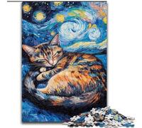 Puzzle Van Gogh Night Sky Black Cat pour Adolescents, 1000 pièces, Jeux éducatifs Classiques, Belle décoration (26x38cm)
