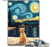 Puzzle Van Gogh Night Sky Cat 2000 pièces pour Adolescents et Adultes, Aide Le Cerveau à exercer des Jouets addictifs pour cultiver la Patience, décoration Parfaite 70x100cm