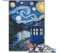 Puzzle Van Gogh Night Sky Gate pour Adolescents 1000 pièces, Jeu Stimulant et Jeu Familial avec Affiche Assortie et Feuille de Questions 50x75cm