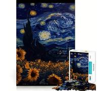 Puzzle Vangogh Tournesol 1000 pièces,Jeu de Concentration mentale,découpe de précision,Bords Lisses,activité captivante pour des soirées tranquilles (50x75cm)