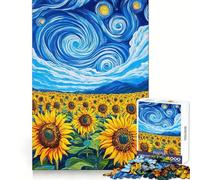 Puzzle Vangogh Tournesol pour Adultes, 1000 pièces, Jeu de logique Pointue, Amusant et Facile à Assembler, Cadeau mémorable 38x26cm