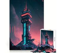 Puzzle Vaporwave Lighthouse 1000 pièces pour Adolescents Mémoire, Force, Évasion, Découpe Fine, Surprise Festive (50x75cm)