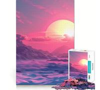 Puzzle Vaporwave Sunset 1000 pièces,Jeu cognitif Amusant,découpe de Haute précision,Cadeau Unique pour soulager Le Stress (38x26cm)