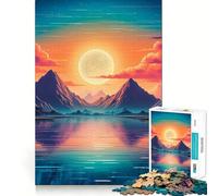 Puzzle Vaporwave Sunset 1000 pièces Jeu de mémorisation mentale Découpe de Haute précision Défi cérébral interactif pour la Maison (38x26cm)