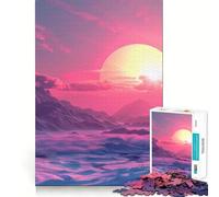 Puzzle Vaporwave Sunset 1000 pièces pour Adolescents,Jeu de Concentration mentale,découpe de précision,Bords Lisses, pour Les fêtes (50x75cm)