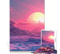 Puzzle Vaporwave Sunset 1000 pièces pour Adolescents, Stimulation Cognitive, détente, découpe Nette, (50x75cm)