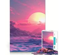 Puzzle Vaporwave Sunset 1000 pièces pour Adultes,Casse-tête logique,découpe de précision,Bords Lisses, pour Les réunions de Famille (38x52cm)