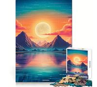 Puzzle Vaporwave Sunset pour Adultes, 1000 pièces, idéal pour développer l'esprit d'analyse, se détendre et créer Un Assemblage précis Cadeau de Noël Chaleureux (38x52cm)