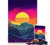 Puzzle Vaporwave Sunset Rocks 1000 pièces pour Adolescents Clarté mentale, Distraction Douce, Cadeau de Noël idéal (38x26cm)