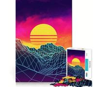Puzzle Vaporwave Sunset Rocks pour Adultes,1000 pièces,Jeu de réflexion Stimulant,Structure à emboîtement précise,Facile à Apprendre,pour Le Plaisir de Toute la Famille (50x75cm)