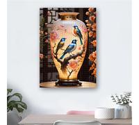 Puzzle Vase Oiseaux Fleurs pour Adultes,1200 pièces,75x50 cm Bricolage Artistique Puzzles, Jeu éducatif Challenge Toy Puzzle pour Décoration de la Maison