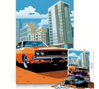 Puzzle vectoriel de 1000 pièces représentant Une Vieille Dodge Charger, idéal pour Les Adolescents Ce Puzzle Lumineux et Relaxant est Un Cadeau Exquis à Assembler (38x26cm)