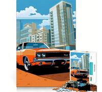 Puzzle vectoriel de 1000 pièces représentant Une Vieille Dodge Charger, idéal pour Les Adolescents Ce Puzzle Lumineux et Relaxant est Un Cadeau Exquis à Assembler (38x26cm)