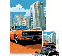 Puzzle vectoriel Dodge Charger Ancienne pour Adultes, 1000 pièces, renforce Les Liens familiaux, Bords Nets, Cadeau d'anniversaire (50x75cm)