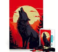 Puzzle vectoriel Loup pour Adultes 1000 pièces Jeu Stimulant l'esprit Découpe Nette,alignement Parfait Activité de Partage pour Les Proches (38x52cm)