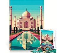 Puzzle vectoriel Taj Mahal 1000 pièces pour Adultes Jeu intellectuel et Relaxant Découpe de qualité Pièce d'art raffinée 38x26cm