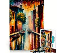 Puzzle Venise en Couleurs pour Adolescents 1000 pièces Stimule l'esprit Amusant Découpe Nette Composants Robustes Activité de Groupe réconfortante (38x26cm)
