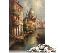 Puzzle Venise, Italie, Ville d'eau, Puzzle rectangulaire en Papier à emboîter précis pour garçon ou Fille, Cadeaux de Noël, 1000 pièces (38 x 26 cm)