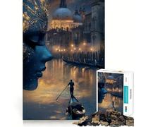 Puzzle Venise onirique avec Personnage masqué 1000 pièces Jeu Stimulant l'esprit Assemblage sûr et Solide Activité de Partage en Famille (50x75cm)