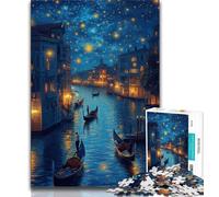 Puzzle Venise sous Le Ciel Nocturne 1000 pièces pour Adolescents, Aide Le Cerveau à exercer des Jouets addictifs pour cultiver la Patience et l'interaction Parent-Enfant (38x26cm)