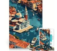 Puzzle Venise Vue du Ciel 1000 pièces Jeu cognitif Amusant Découpe de Haute précision Cadeau Unique pour soulager Le Stress (38x26cm)