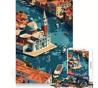 Puzzle Venise Vue du Ciel pour Adultes, 1000 pièces, Exercice cérébral, Loisir agréable, découpe précise, Cadeau d'anniversaire (38x26cm)
