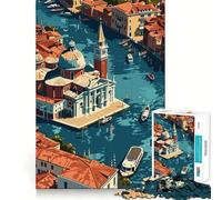 Puzzle Venise Vue du Ciel pour Adultes,1000 pièces,Jeu de mémoire et de réflexion,découpe Laser pour Un Assemblage Parfait,Cadeau Unique pour soulager Le Stress (50x75cm)