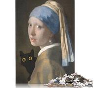 Puzzle Vermeer Fille avec Un Chat 1000 pièces pour Adultes, Jouets éducatifs, Jeux en Famille, Cadeaux d'anniversaire (38 x 26 cm)