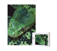Puzzle vert imprimé peau de serpent avec boîte de rangement - Puzzle en bois pour adultes et enfants - 300 pièces - Jeu décoratif amusant en famille