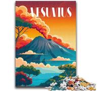 Puzzle Vésuve enflammé pour Adolescents, 1000 pièces, activité familiale avec Affiche et fiche de Questions-réponses pour Les 14 Ans et Plus (1000 pièces, 50x75cm)