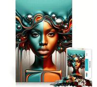 Puzzle Vibrant de 1000 pièces pour Adultes,représentant Un Portrait Africain Jeu de réflexion Stimulant grâce à Une Technologie de découpe Laser avancée Un défi Amusant pour Passer Le Temps (50x75cm)