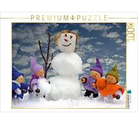 Puzzle · Vier Kleine Wichtel bauen Eine Schneefrau 1000 Teile Puzzle quer | 1000 pièces · Format assemblé 64 × 48 cm · CALVENDO Puzzle