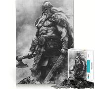 Puzzle Viking avec Hache et épée 1000 pièces pour Adultes Jeu de mémoire Amusant Assemblage sûr et Solide Activité familiale Amusante en soirée (38x52cm)