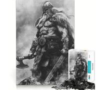 Puzzle Viking avec Hache et épée,1000 pièces,pour Adultes Jeu de réflexion Stimulant grâce à Une Technologie de découpe Laser avancée Un défi Amusant pour Passer Le Temps (50x75cm)