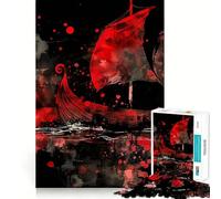 Puzzle Viking Bateau Rouge 1000 Pièces Entraînement Cérébral Amusant Découpe Claire Composants Robustes Divertissement Captivant pour des Moments Confortables à la Maison (50x75cm)