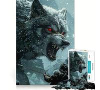 Puzzle Viking Fenrir Loup 1000 Pièces à reconstituer,sans bavures,pièces nettes et découpées,Jeu Amusant et Portable (38x26cm)