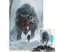 Puzzle Viking Fenrir Loup 1000 pièces pour Adolescents Jeu de mémoire Amusant Emboîtement précis sans espaces Activité Amusante en Famille Le Soir (50x75cm)
