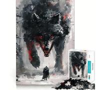 Puzzle Viking Fenrir Loup 1000 pièces pour Adolescents Jeu de réflexion Amusant et Stimulant Taille Uniforme Pièces précises Activité relaxante en Groupe à l'intérieur (50x75cm)