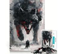 Puzzle Viking Fenrir Loup 1000 Pièces Stimule l'esprit Découpe Nette Composants Robustes Un Divertissement captivant pour des Moments de détente à la Maison (38x52cm)