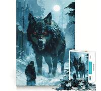 Puzzle Viking Fenrir Loup pour Adolescents 1000 pièces Jeu Stimulant la réflexion Taille Uniforme Pièces précises Activité Amusante en Famille Le Soir (38x26cm)