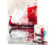Puzzle Viking Longship 1000 pièces Jeu de Concentration mentale Découpe de précision Bords Lisses Jeu de Construction de Liens significatifs (50x75cm)